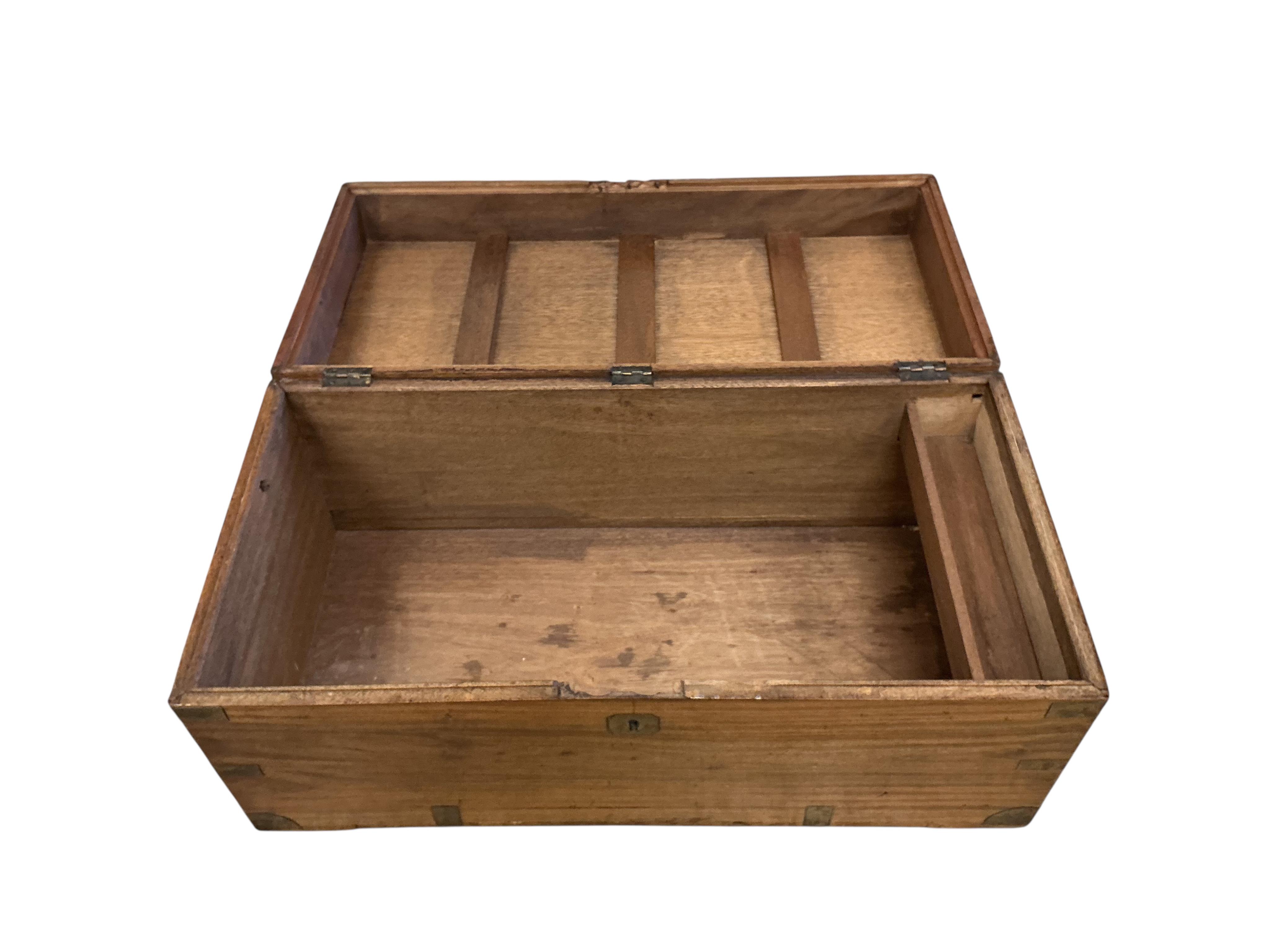 A small 19th century brass mounted camphorwood trunk, width 84cm, depth 42cm, height 39cm